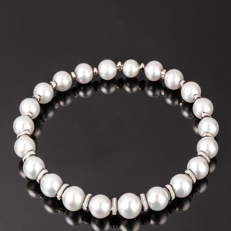 Dorian, Pearl, diamond and enamel necklace